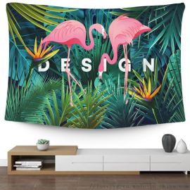 定制房間裝飾掛毯 義烏市典晟家居用品廠的數(shù)碼印花熱帶植物壁毯與五金工具